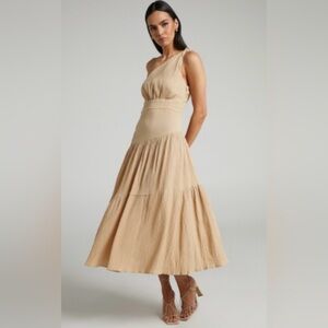 Showpo Beige One-Shoulder Dress